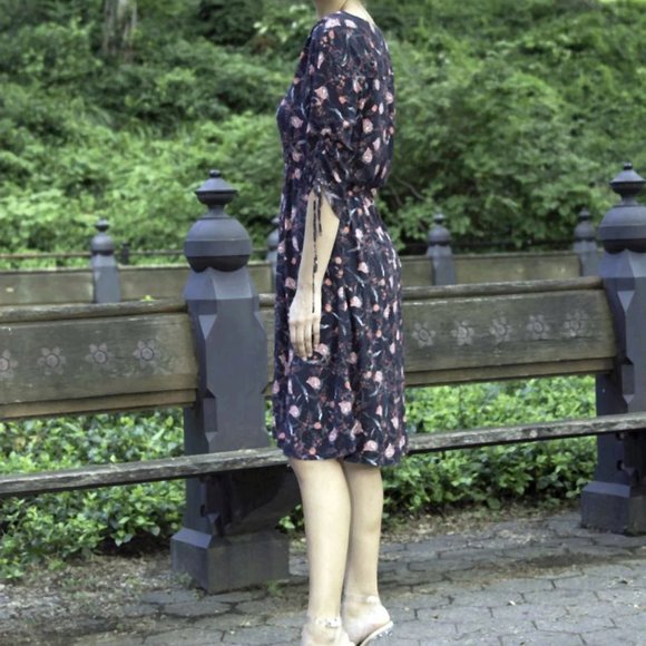 INCA HERITAGE Shallis v-neck floral midi summer dress drawstring sleeves size L - Picture 14 of 14